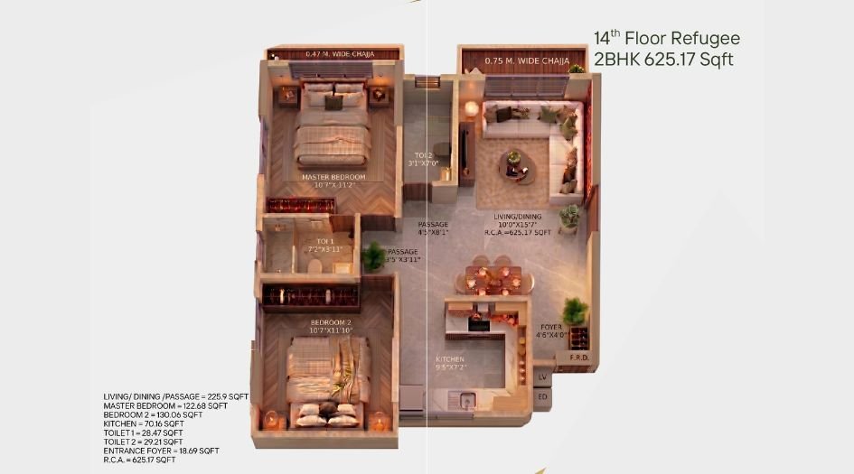 Aahana-Landmark-Floor-Plan-2 BHK-625 Sqft